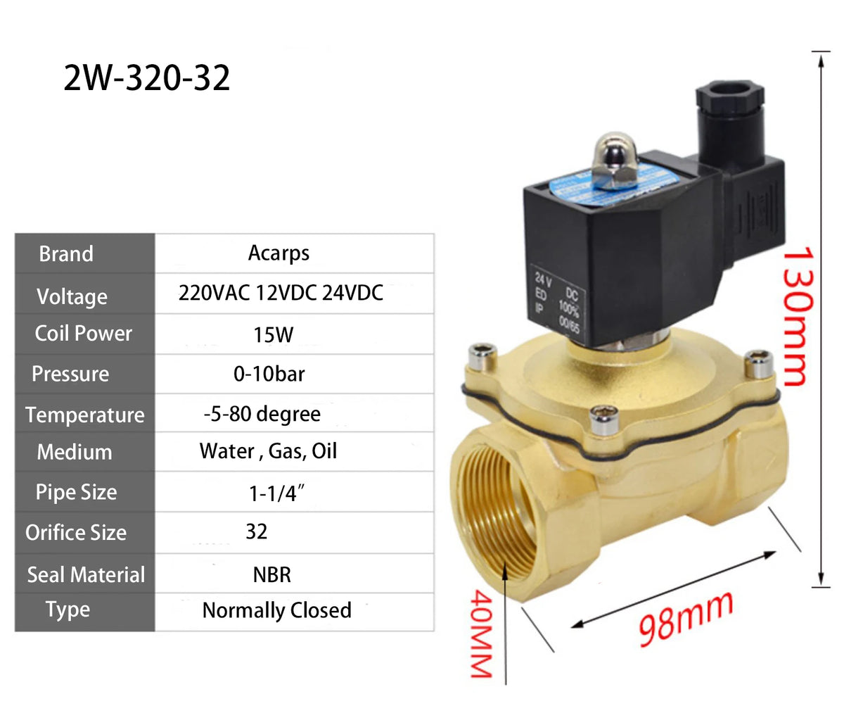1/2 inch 2 Way IP65 Solenoid Valve 220V 12V 24V 110V Brass Normally Closed / Open Solenoid Valve