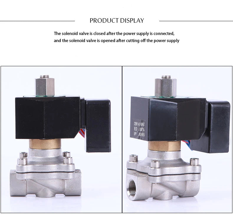 DN10 Normally Open Solenoid Valve Water Stainless Steel 3/8" Electric Valve IP65 Fully Coil 12V 24V 220V