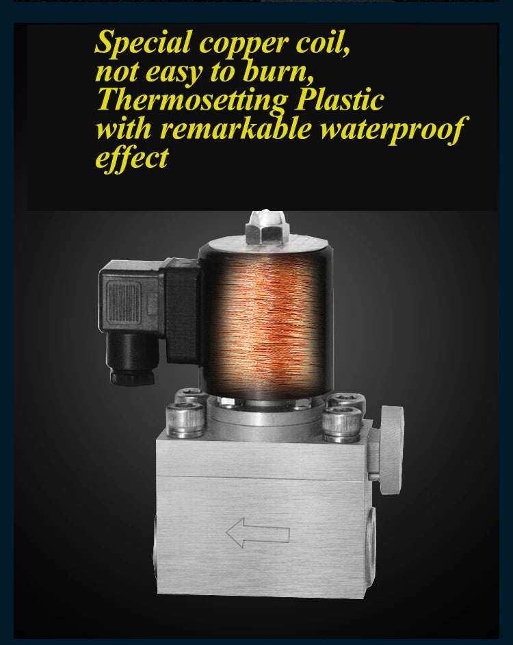 300bar 30MPa 2 way nitrogen high pressure solenoid valve 1/4 24V Orifice 1mm SS304 DN1 normally close