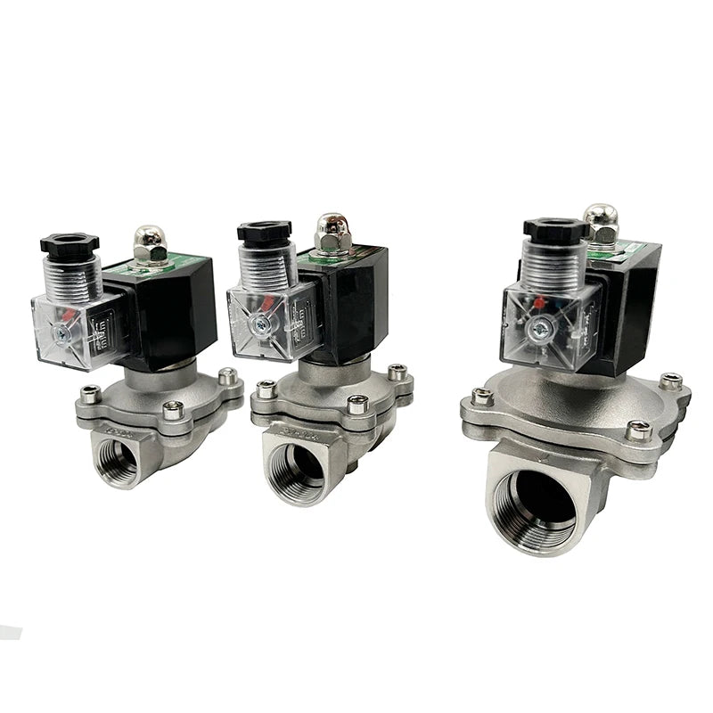 1/2" 3/4" 1" 2" Electric Solenoid Valve Water 220V 12V 24V 110v Normally Closed Stainless Steel IP65 DIN Coil High Temperature