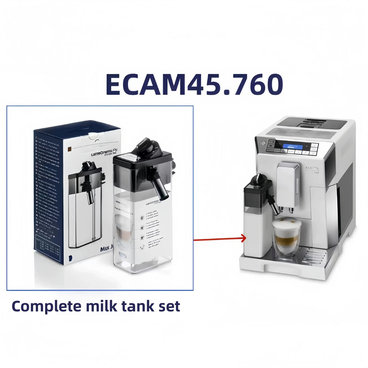 Milk Jug Compatible with Delonghi ECAM45.760 Fully Automatic Coffee Machine Accessories