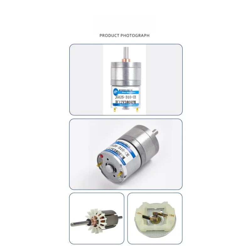 JGA25-310 Micro Gear DC Gear Motor Low High Speed Adjustable Speed 6v12v Small Motor