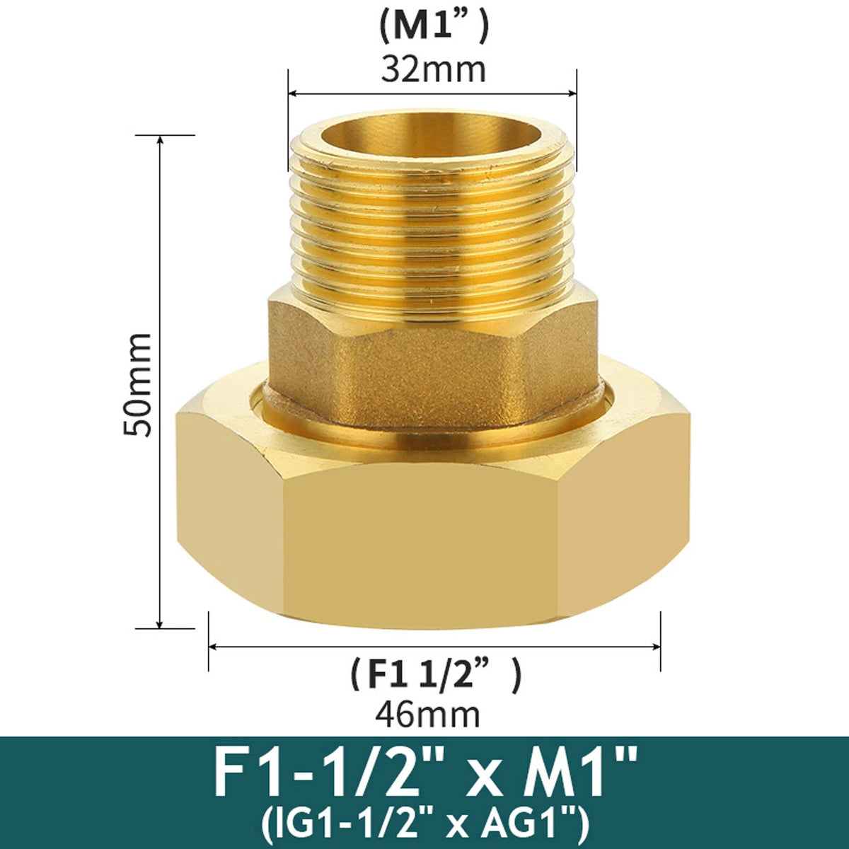 Brass Pipe Fittings Water Meter Pump Union Adapters Male/female Threaded 1/2" 3/4" 1" 1-1/2" Bsp Pipe Fitting With Seal Washer