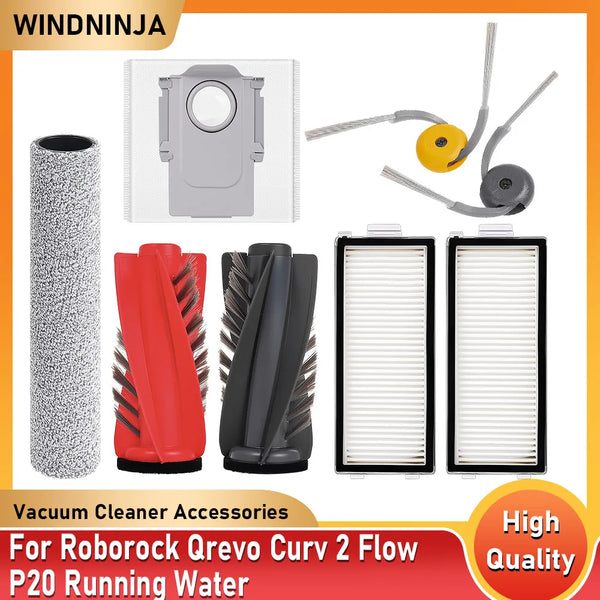 Compatible with Roborock Q Revo Curv 2 Flow Accessory P20 Running Water Filter Main Side Brush Roller Mop Dust Bag Robot Vacuum Cleaner Part
