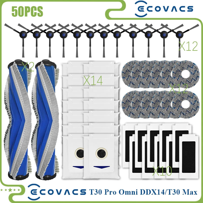 For Ecovacs Deebot T30 PRO OMNI / T30 Max / T30 / DDX14 Vacuum Cleaner Main Side Brush Filter Mop Cloth Replacement Parts