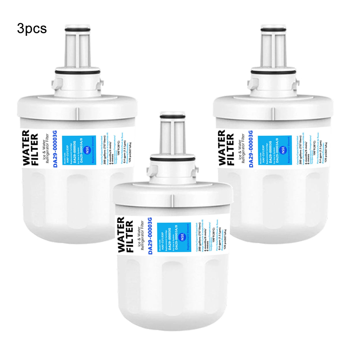 Replacement Refrigerator Water Filter Compatible with Samsung DA29-00003G / DA29-00003B / DA29-00003A / HAFCU1