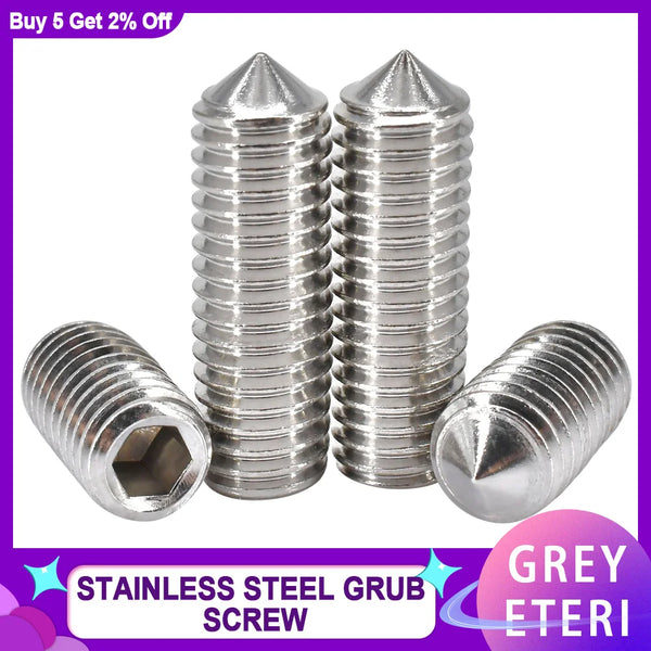 Set Screw Hex Hexagon Socket Cone Point Grub Screw DIN914 304 Stainless Steel Allen Head Set Screws M2 M2.5 M3 M4 M5 M6 M8 M10