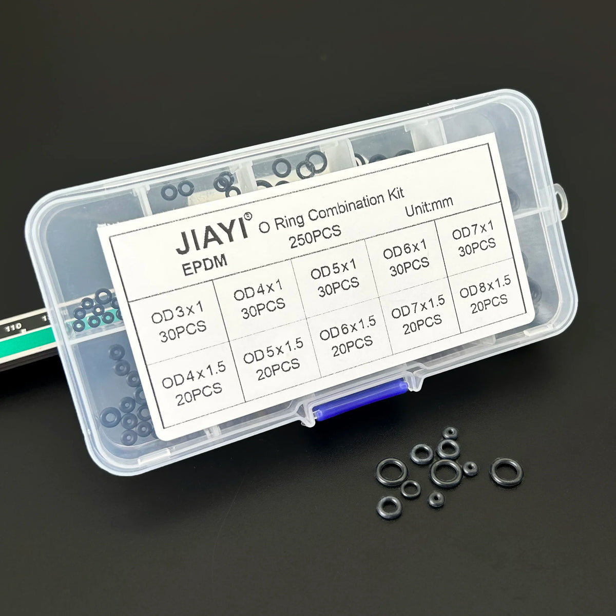 EPDM Black O-Ring Kit Weatherproof Sealing Gaskets for Auto/Plumbing/Equipment Sizes CS 1-1.5mm OD 3~8mm Rubber O Rings 250PCS