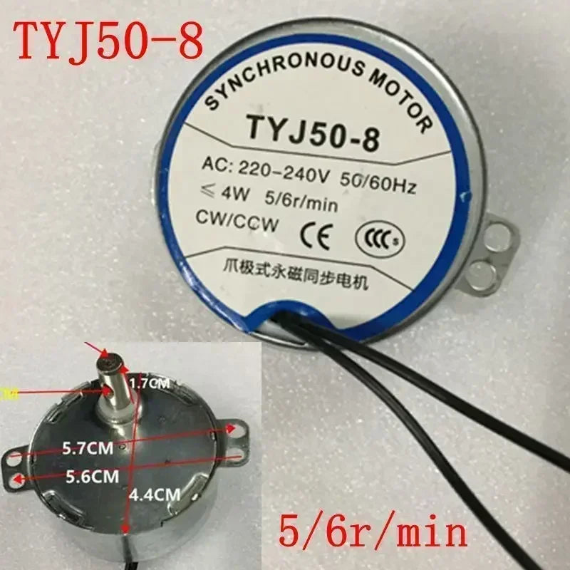 Synchronous Motor For Air Blower TY-50A TYJ50-8 TYJ50-20-8A3 50TYZ TYJ50-8A7 Electric Oven Microwave Oven Tray Motor parts