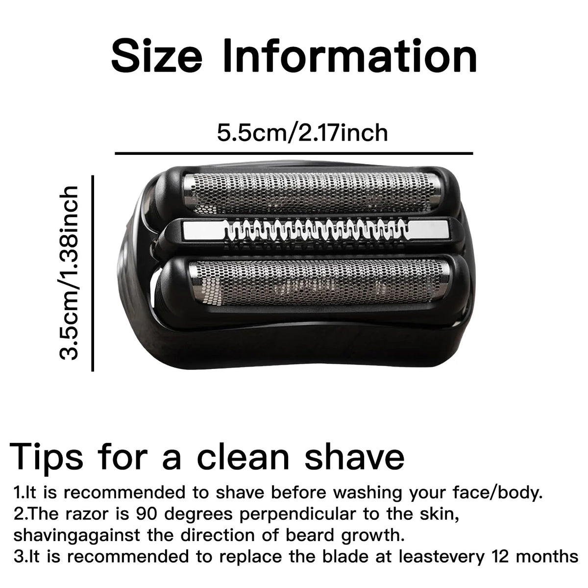 Replacement Head Compatible with Braun Series 3 S3 Wet and Dry Head Foil and Cutter Electric Shaver Head 300s,301s,320s,3080s,3040s,350cc