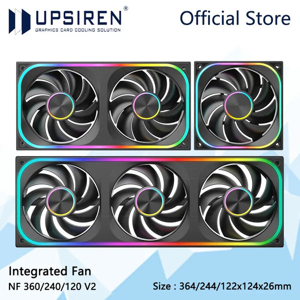 UPSIREN NF360 V2 ARGB Computer Case Integrated Fan,Four Sided Lens one-line Connection/CD Pattern/Hydraulic Bearings Cooling Fan