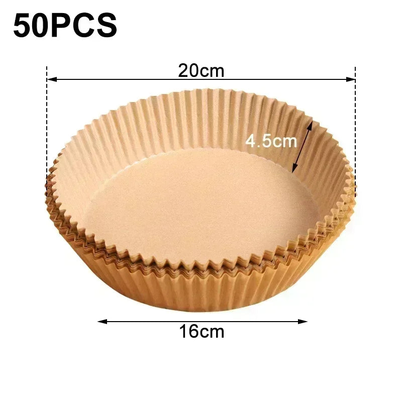 1/100PCS Air Fryer Disposable Paper Square Round Baking Paper Barbecue Plate NonStick Mat Kitchen Oven Oil Absorbing Paper Tool