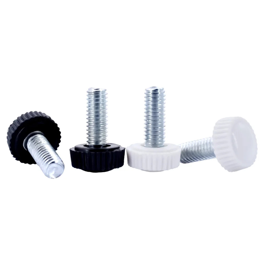 10/20/30Pcs Black White Plastic Knob Round Head Handle Hand Screw Knurled Rubber Thumb Screw Plastic Tighten Bolt Nuts M4 M5 M6