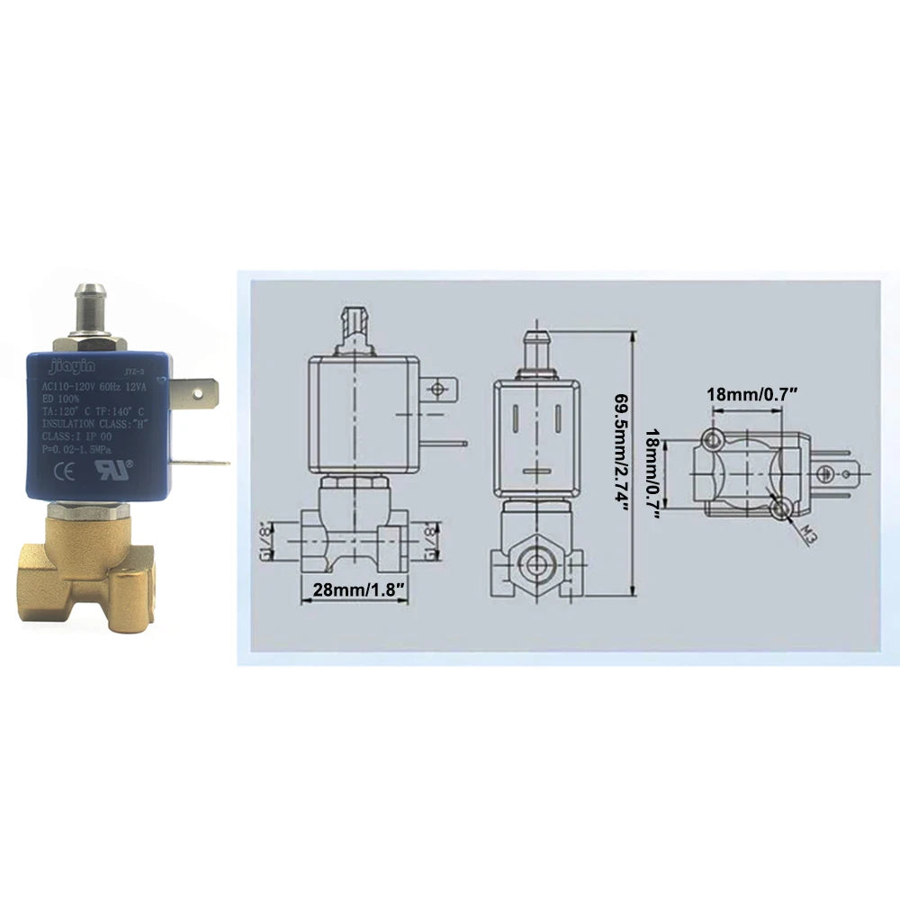 Jiayin JYZ-3 Carpet Cleaner Solenoid Valve - 1/8" NPT 110-120V AC Water Valve, 300 PSI for Carpet Clean Machines,Coffee Machine