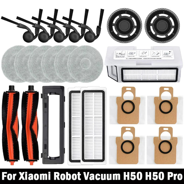 Compatible with Xiaomi Robot Vacuum H50/H50 Pro Robot Vacuum Cleaner Accessories Mop Dust Bag Main Brush Side Brush Filter Replacement
