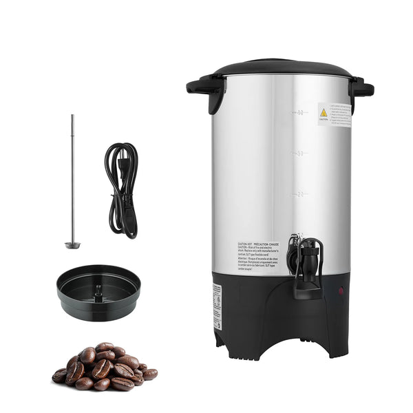 SucceBuy Commercial Coffee Urn 40 Cup 6 L Hot Beverage Dispenser with Dripless Faucet Quick-Brewing Coffee Maker for Catering