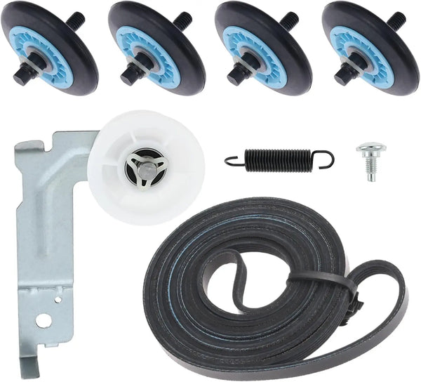 Dryer Repair Kit Replacement Compatible with Samsung - DC97-16782A Drum Roller 6602-001655 Drum Tension Belt DC93-00634A Idler Pulley Spring