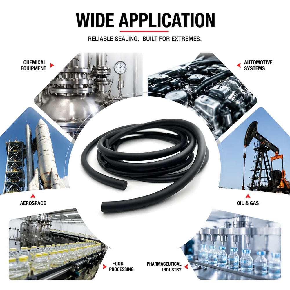 Black FKM Sealing Strip ID1.5~10mm Special hoses for anti-seepage /oil transportation