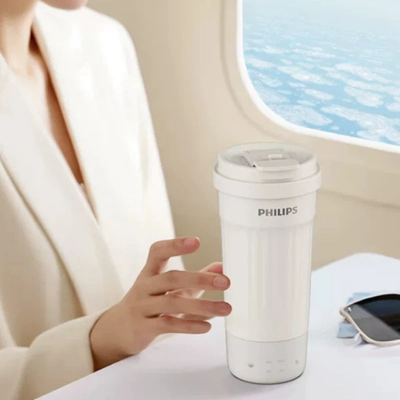 Compatible with Philips AWP3387 Portable Electric Heating Coffee Cup 450ml 4 Temp Levels 304 Stainless Steel Travel Water Boiler