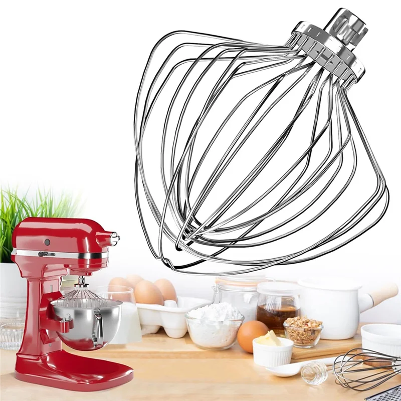 B89B-KN211WW Stainless Steel 11-Wire Whip Attachment For Kitchenaid Bowl Lift Mixer 7QT Bowl Replacement Egg Beater Whisk Durabl