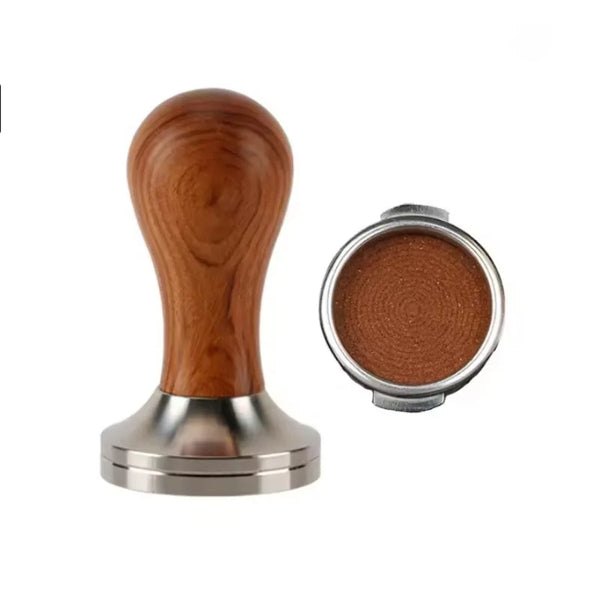 1PCS 304 stainless steel wooden handle coffee powder compactor, powder hammer 51mm, powder filler matching equipment
