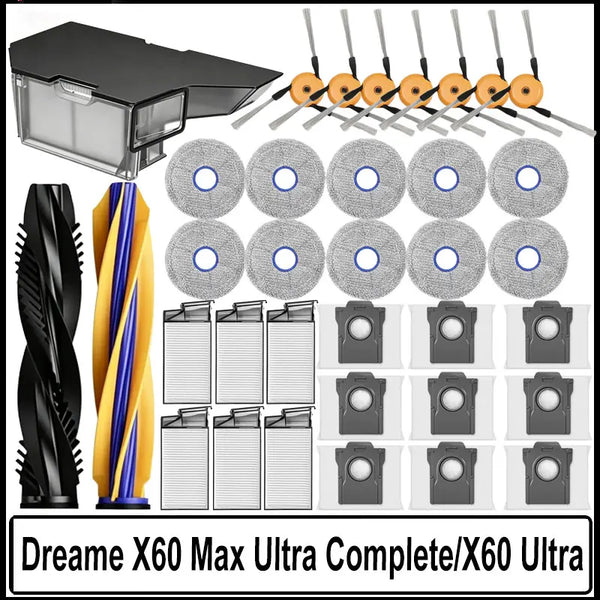 Dreame X60 Max Ultra Complete / X60 Ultra Accessories Main Roller Side Brush Filter Mop Dust Bag Robot Vacuum Cleaner Parts