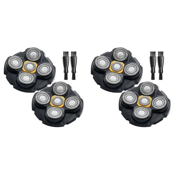 B89B-4PCS Head Shaver Replacement Heads For Titanium Head Shaver, 4 Cleaning Brush