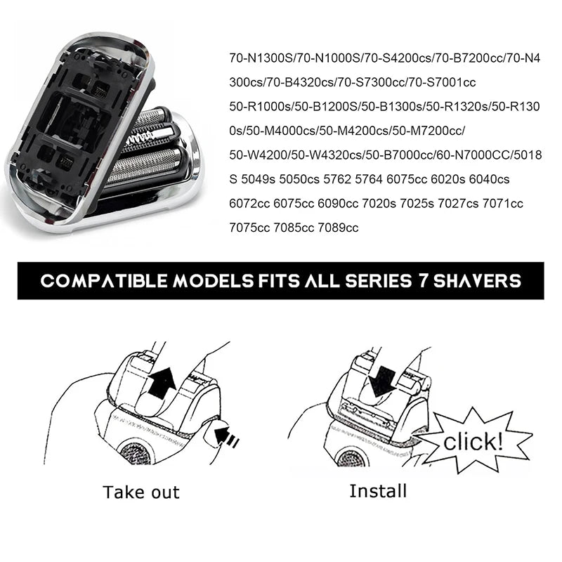 73S Replacement Shaver Head Compatible with Braun 5764 / 7020s / 7025s