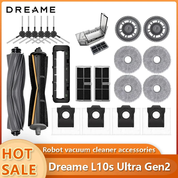 Dreame L10s Ultra Gen2 / L30s Ultra Robot Vacuum Cleaner Accessories Main Side Brush Mop Cloth Hepa Filter Dust Bag Spare Parts