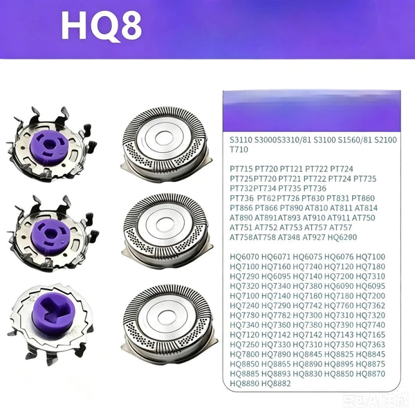 3pcs Shaver Head Replace Razor Blade for HQ8 HQ850 HQ7120/A AT750 PT860 PT870 AT751 AT890 AT891 HQ8200 HQ8240