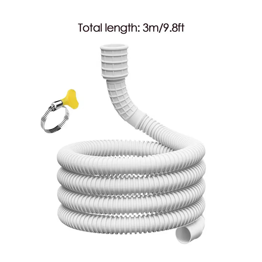 AC Drain Hose 16/25mm Inner Diameter Flexible Pipe Connector Clamp Dehumidifier Washing Machine Water Drainage