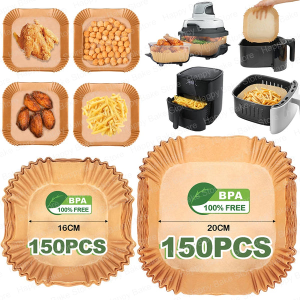 16/20CM Square Air Fryer Disposable Non-stick Parchment Paper Baking Liner Compatible with Cosori Philips Cecotec Oil-Free Fryer