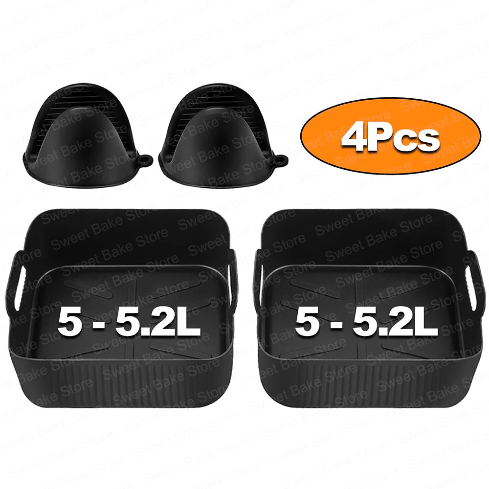 Reusable Air Fryer Silicone Mould with Glove for Cosori 8-in-1 Dual Blaze TwinFry XXL 10L & Ninja AF500EU Airfryer Accessories