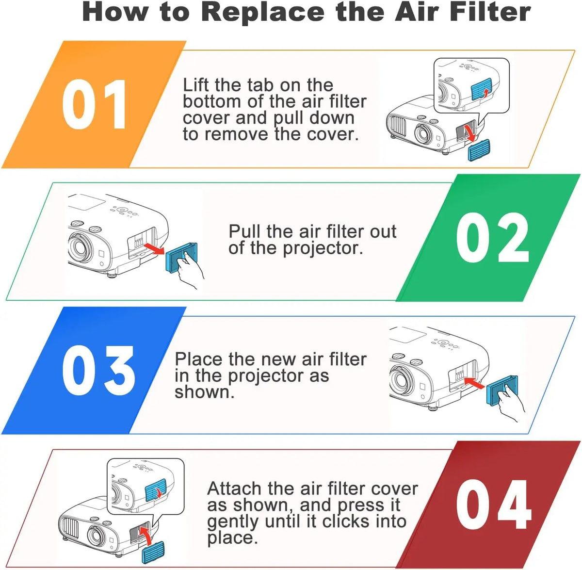 Replacement Projector Air Filter Compatible with Epson ELPAF25 / V13H134A25 / VS200 / 705HD / 1220 — Model Options