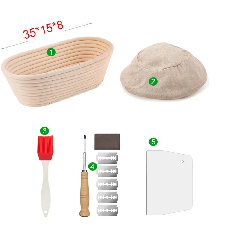 5/8pcs Bread Banneton Proofing Basket Natural Rattan Wicker Oval Round Dough Sourdough Baskets Cane Baking Fermentation
