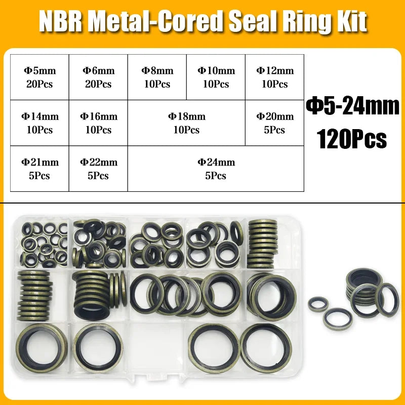 Seal Washer M5 M6 M8 M10 M12 M14 M16 M18 20 M24 Bonded Metal Rubber Gasket Oil -resistant Oil Drain Bolt Plug Sealing O Ring Kit