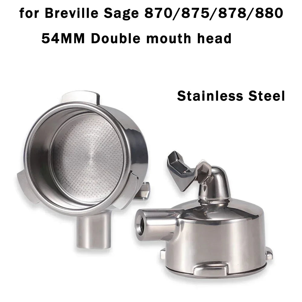 54MM Stainless Steel Coffee Portafilter for Breville Sage 870/875/878/880 Bottomless/Double Spout Coffee Handle Filter Tool