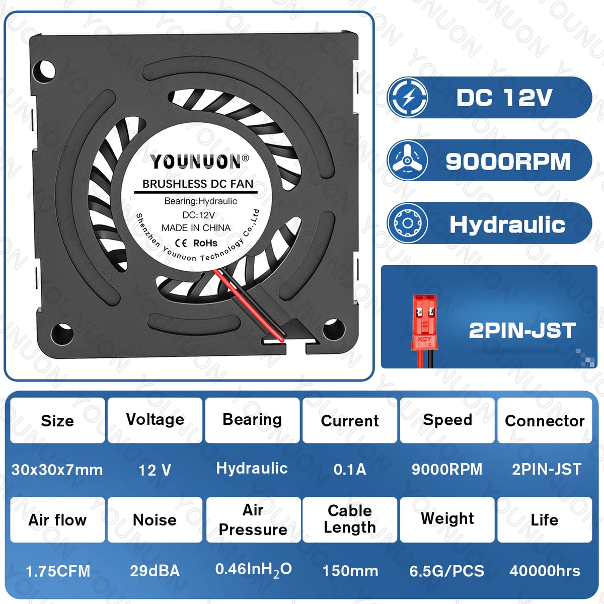 3cm 30mm fan 30x30x7mm 3007 5V/12V miniature ultra-thin blower, used for side-blowing heat dissipation of projector flat panel