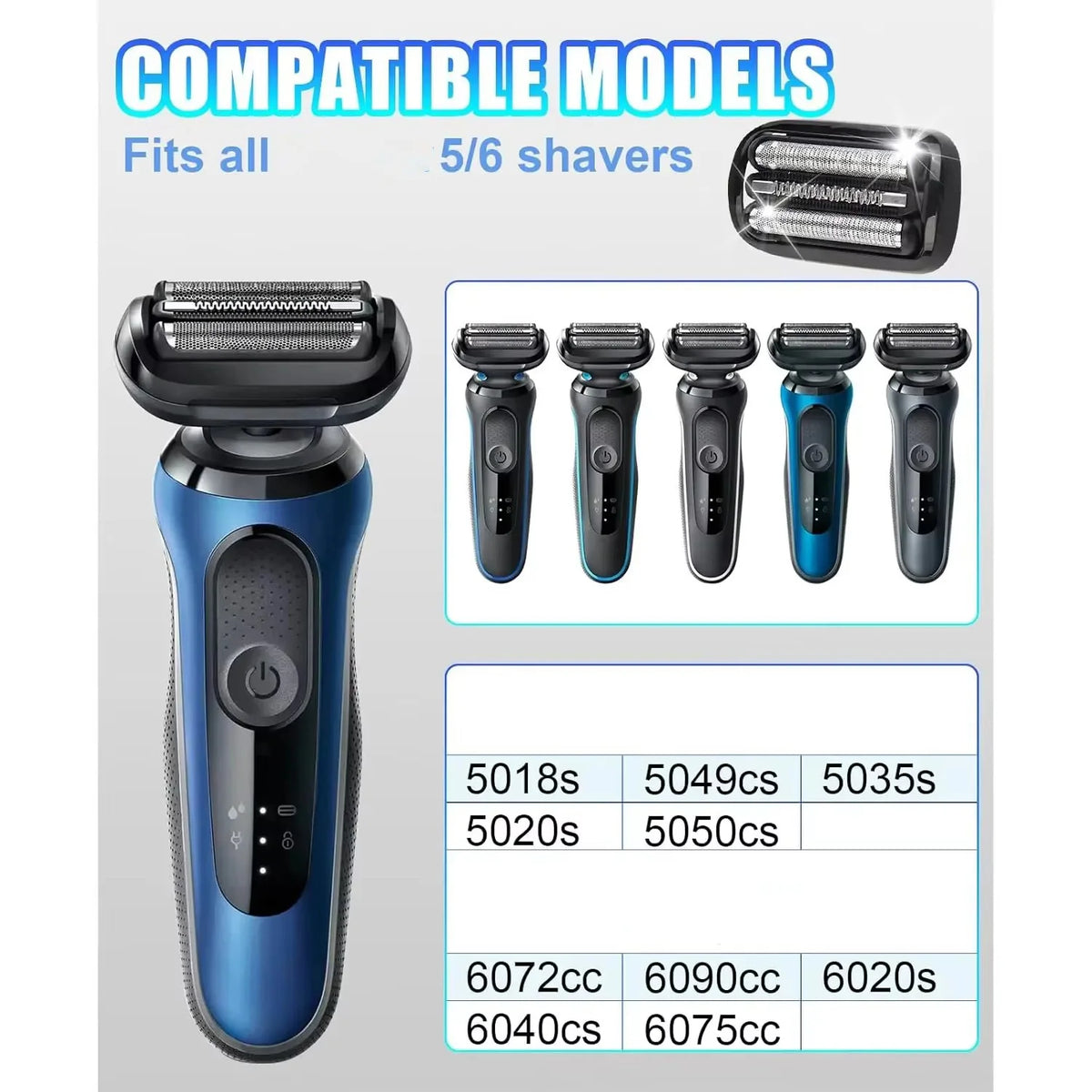 53B Replacement Shaver Head Compatible with Braun Series 5 / 6