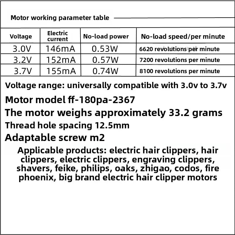 FF180PA-2367 DC Motor 3V3.2V3.7V Hair Clipper Electric Clipper Precious Metal Silent Brush