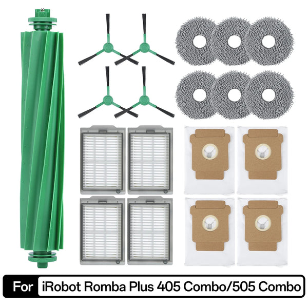 Compatible with IRobot Roomba Plus 405 / 505 Combo Main Roller Side Brush HEPA Filter Mop Cloth Dust Bag Robot Vacuum Accessories