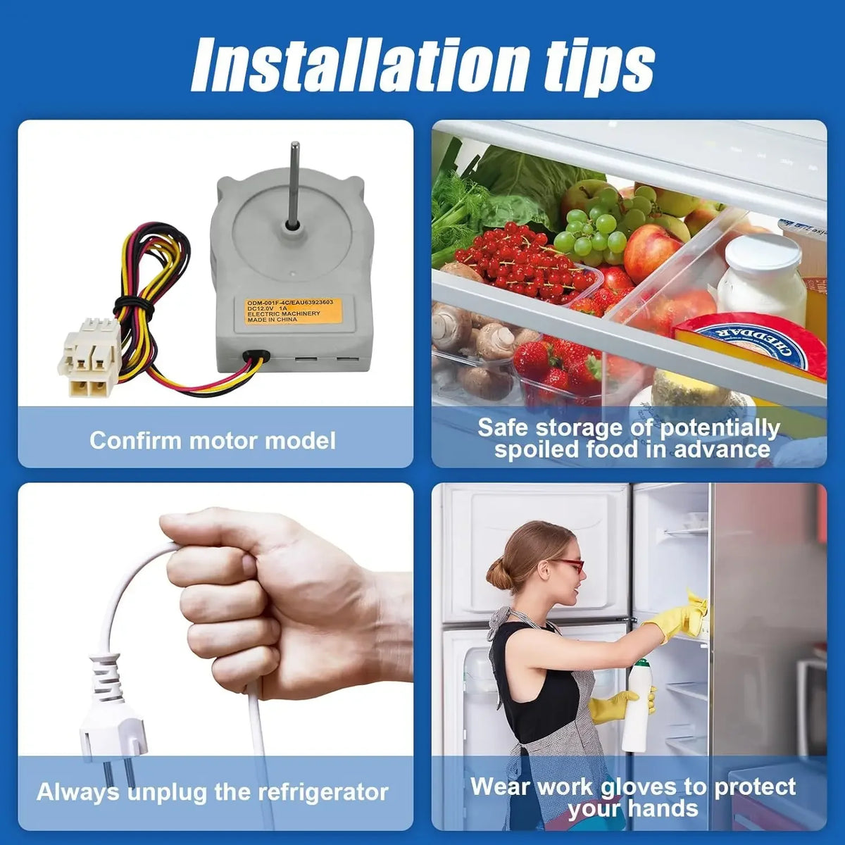 Replacement Refrigerator Fan Motor — EAU63923603 / EAU65058305 / AP6317197 / PS12383671 / EAP12383671 — Model Options