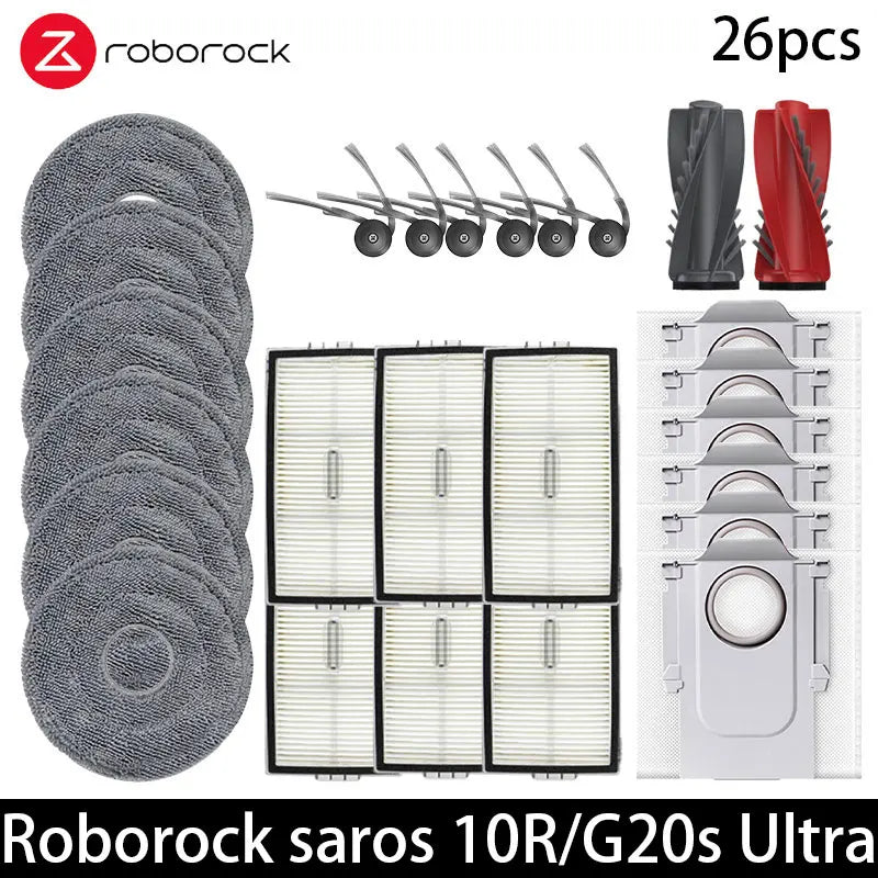 Compatible with Roborock Saros 10R/G20S Ultra Accessories Brush Filter Mop Cloth Dust Bag Spare Parts