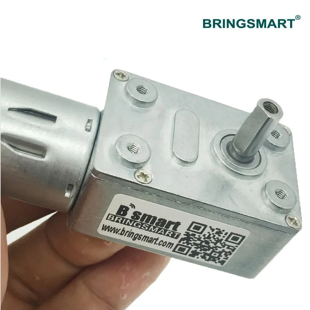 Bringsmart 6V 12V 24V Low Speed DC Electric Motor Worm Encoder Disk High Torque Micro Gearbox Motor Reductor JGY-370B