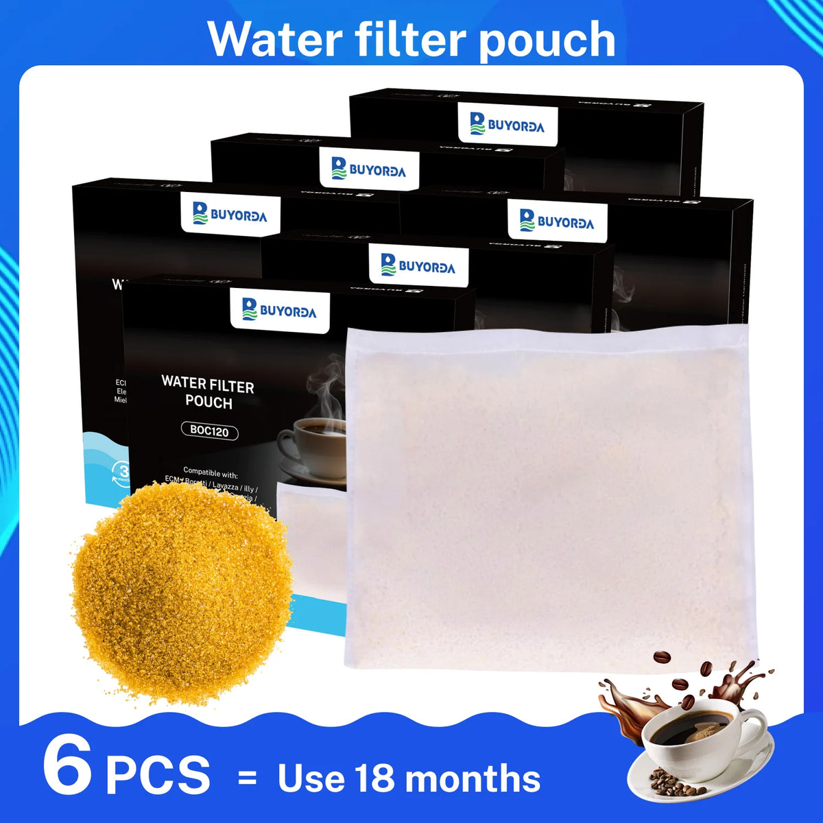 Espresso Machine Water Filter Pouch 6 Pack In Water Tank Descaler Bags For Tap Water Limescale Control Easy Rinse And Drop In
