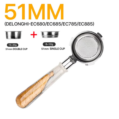51mm Coffee Portafilter For Delonghi ECO680 ECO685 With 1 2 Cups Basket Coffee Machine Espresso Tools