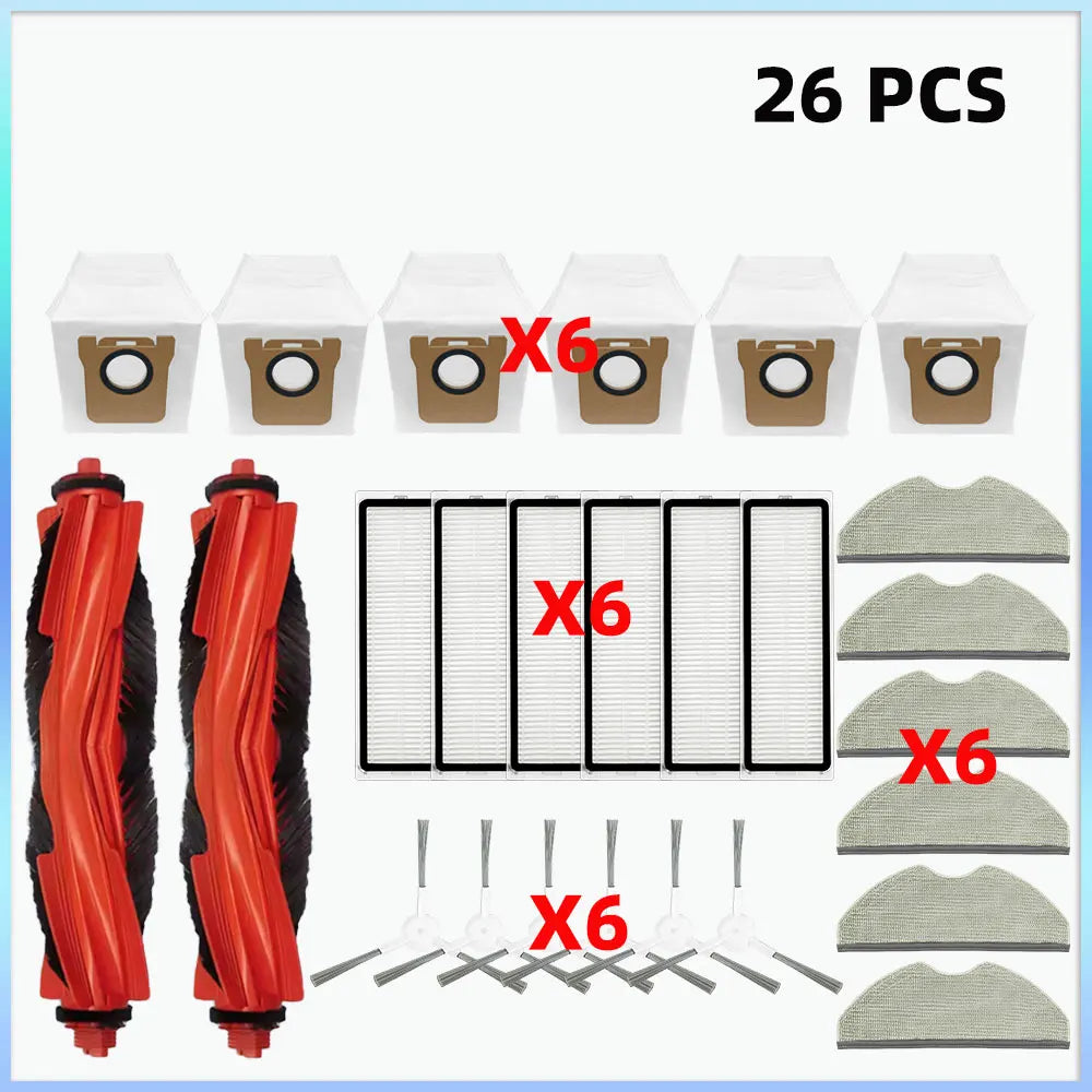 Compatible with Xiaomi Robot Vacuum H40 / OV51 Spare Parts Main Roller Side Brush HEPA Filter Dust Bag Mop Cloth Accessories
