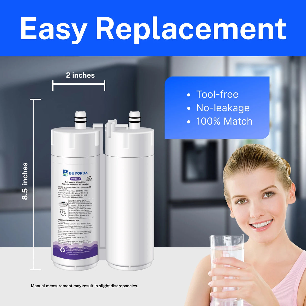 Replacement Refrigerator Water Filter Compatible with Frigidaire WF2CB / PureSource2 / FC100 / EWF2CBPA / 469911 — 6 Pack