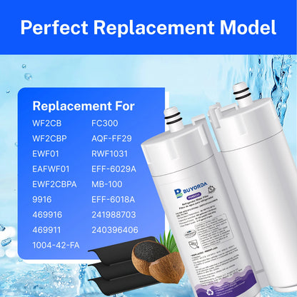 Replacement Refrigerator Water Filter Compatible with Frigidaire WF2CB / PureSource2 / FC100 / EWF2CBPA / 469911 — 6 Pack