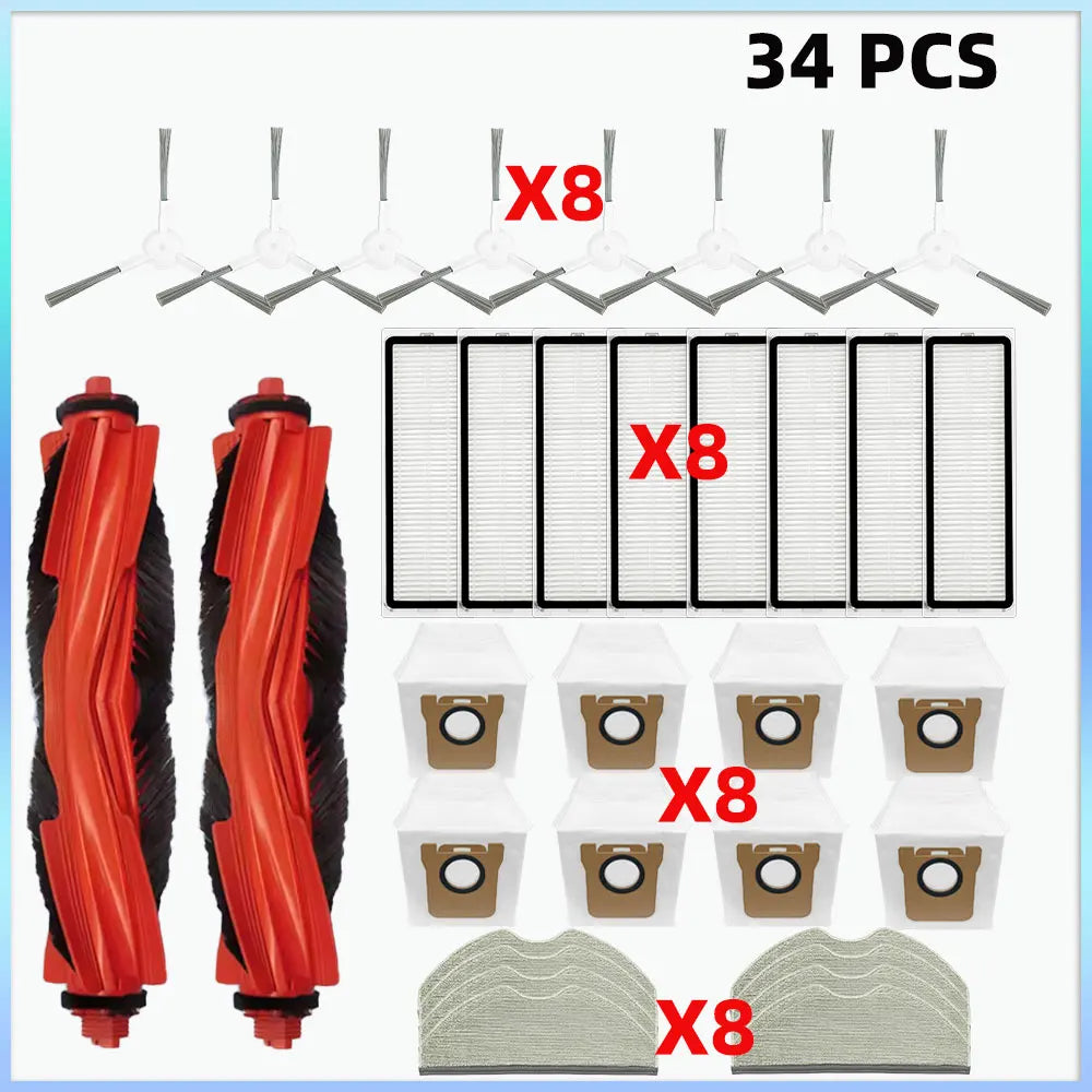 Compatible with Xiaomi Robot Vacuum H40 / OV51 Spare Parts Main Roller Side Brush HEPA Filter Dust Bag Mop Cloth Accessories